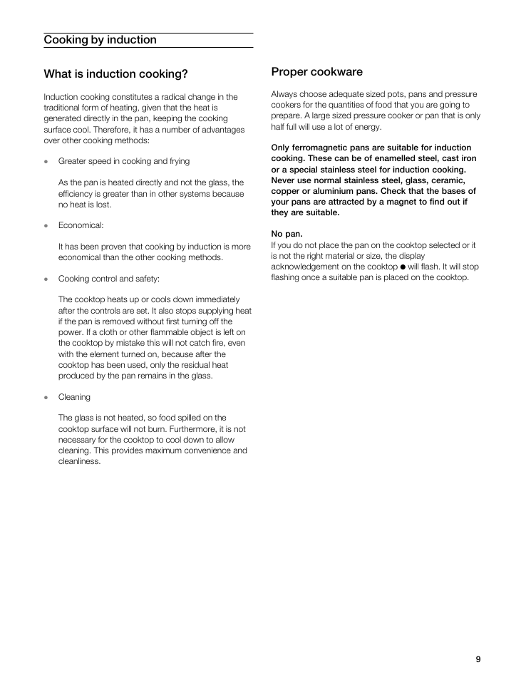 Cooking by induction what is induction cooking, Proper cookware | Gaggenau VI 411611 User Manual | Page 9 / 52