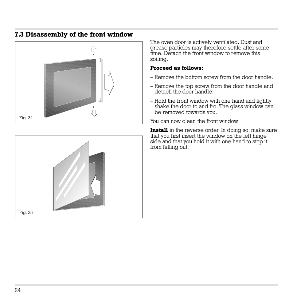 3 disassembly of the front window | Gaggenau EB 204/205 User Manual | Page 25 / 26