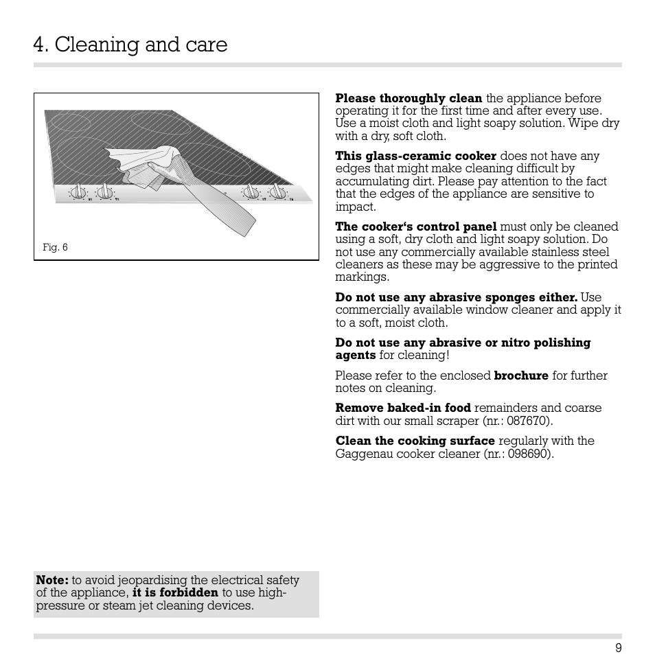 Cleaning and care | Gaggenau CK 260-604 User Manual | Page 10 / 12