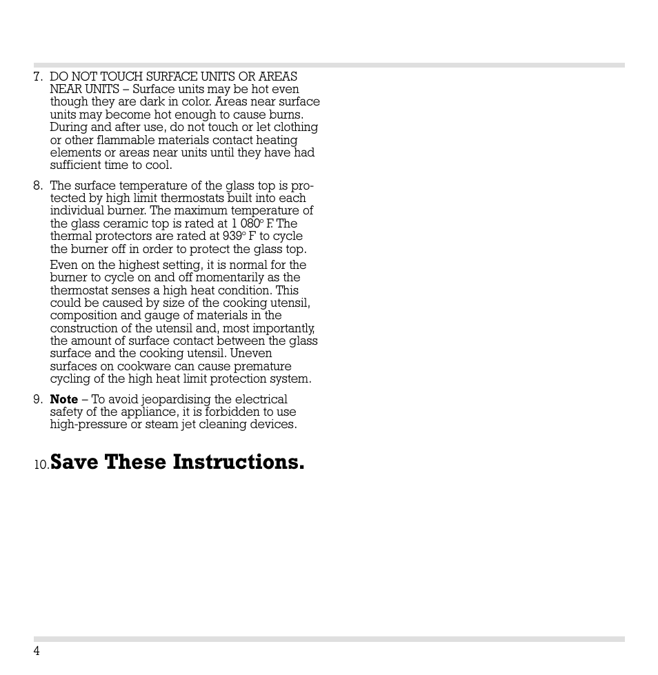 Save these instructions | Gaggenau CK 260-604 User Manual | Page 5 / 12