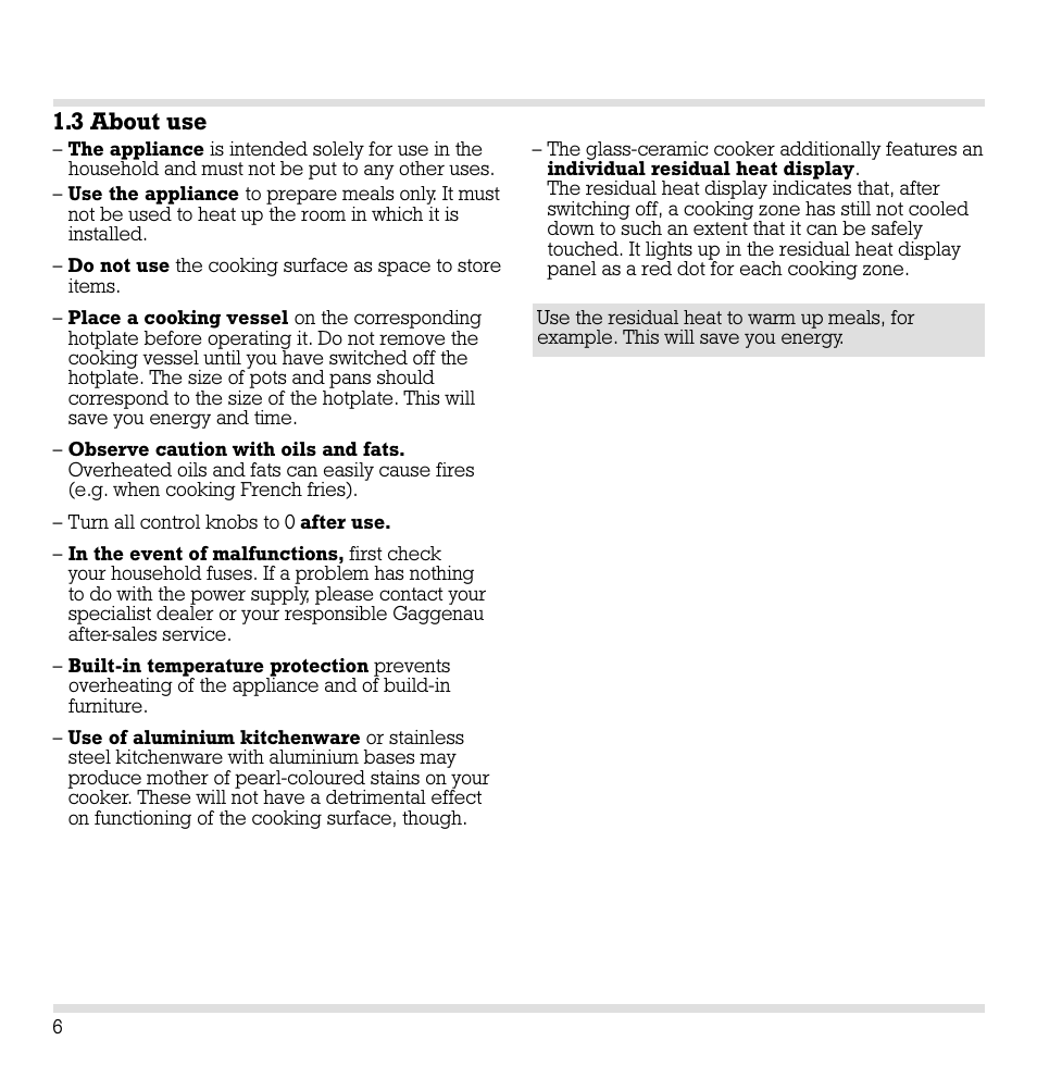3 about use | Gaggenau CK 260-604 User Manual | Page 7 / 12