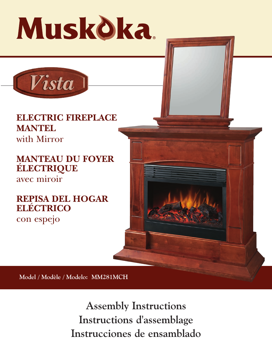 Greenway Home Products Vista Electric Fireplace Mantel MM281MCH User Manual | 7 pages