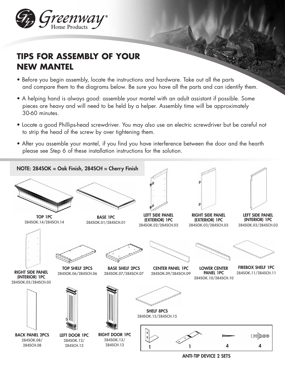 Tips for assembly of your new mantel | Greenway Home Products Muskoka MM284SOK User Manual | Page 2 / 7
