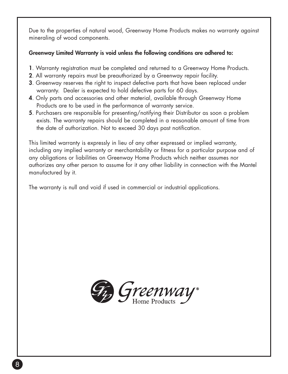 Greenway Home Products GEF252AEE User Manual | Page 9 / 9