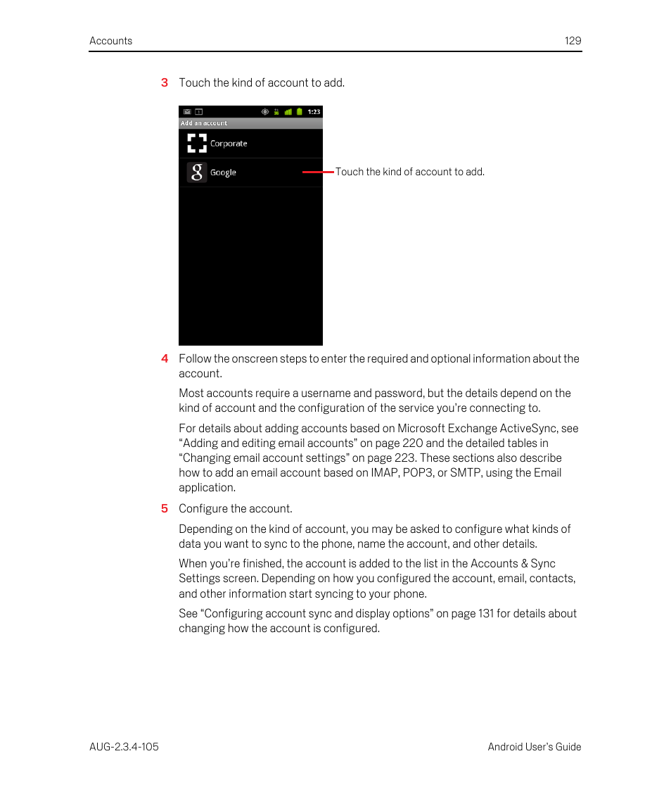 Google ANDROID 2.3.4 User Manual | Page 129 / 384