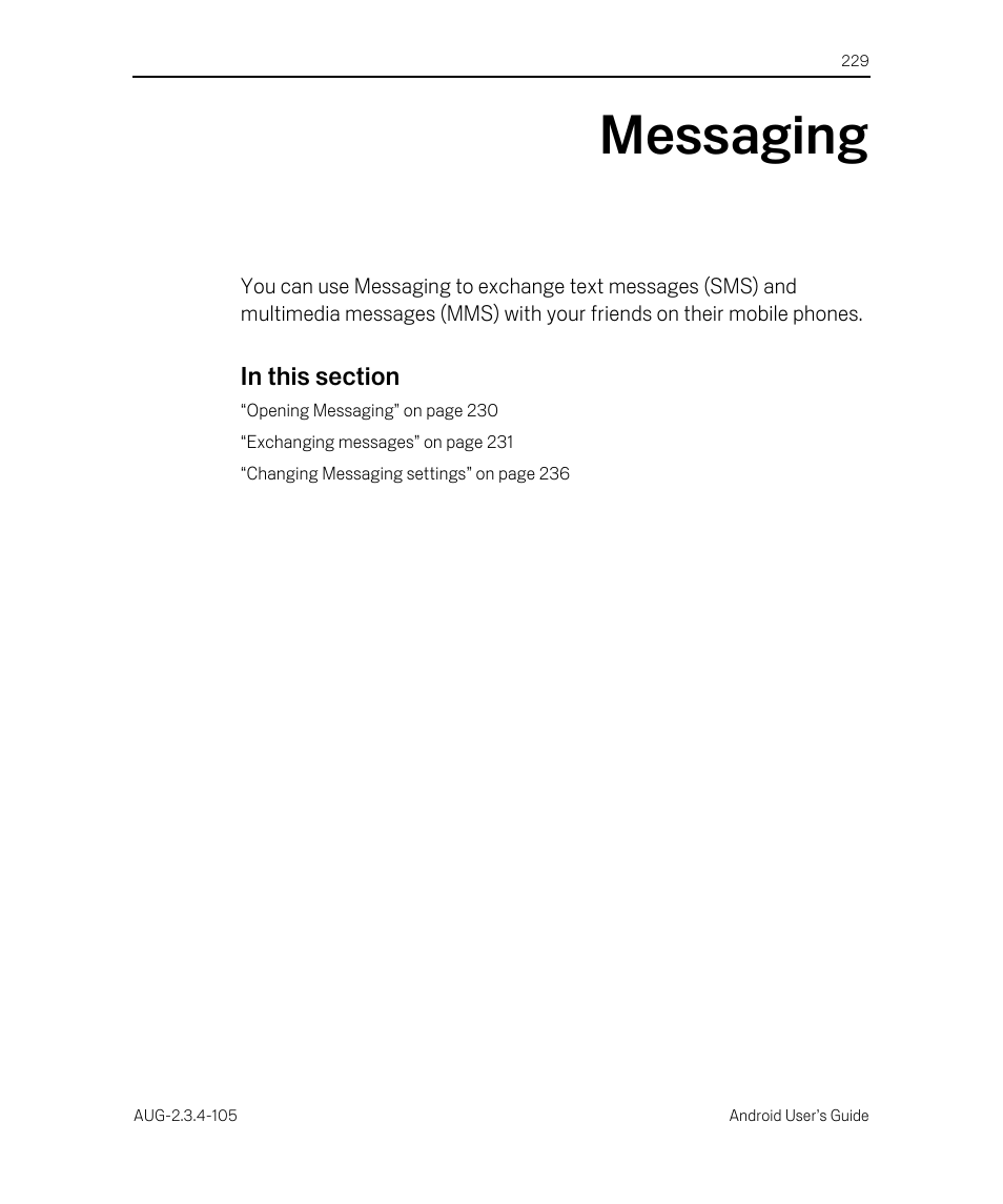 Messaging, Messaging 229 | Google ANDROID 2.3.4 User Manual | Page 229 / 384