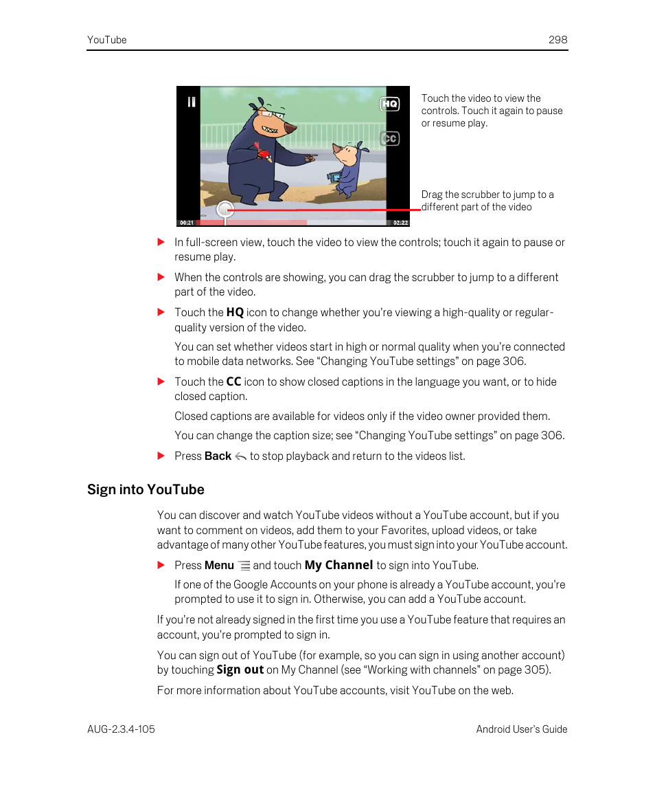 Sign into youtube | Google ANDROID 2.3.4 User Manual | Page 298 / 384