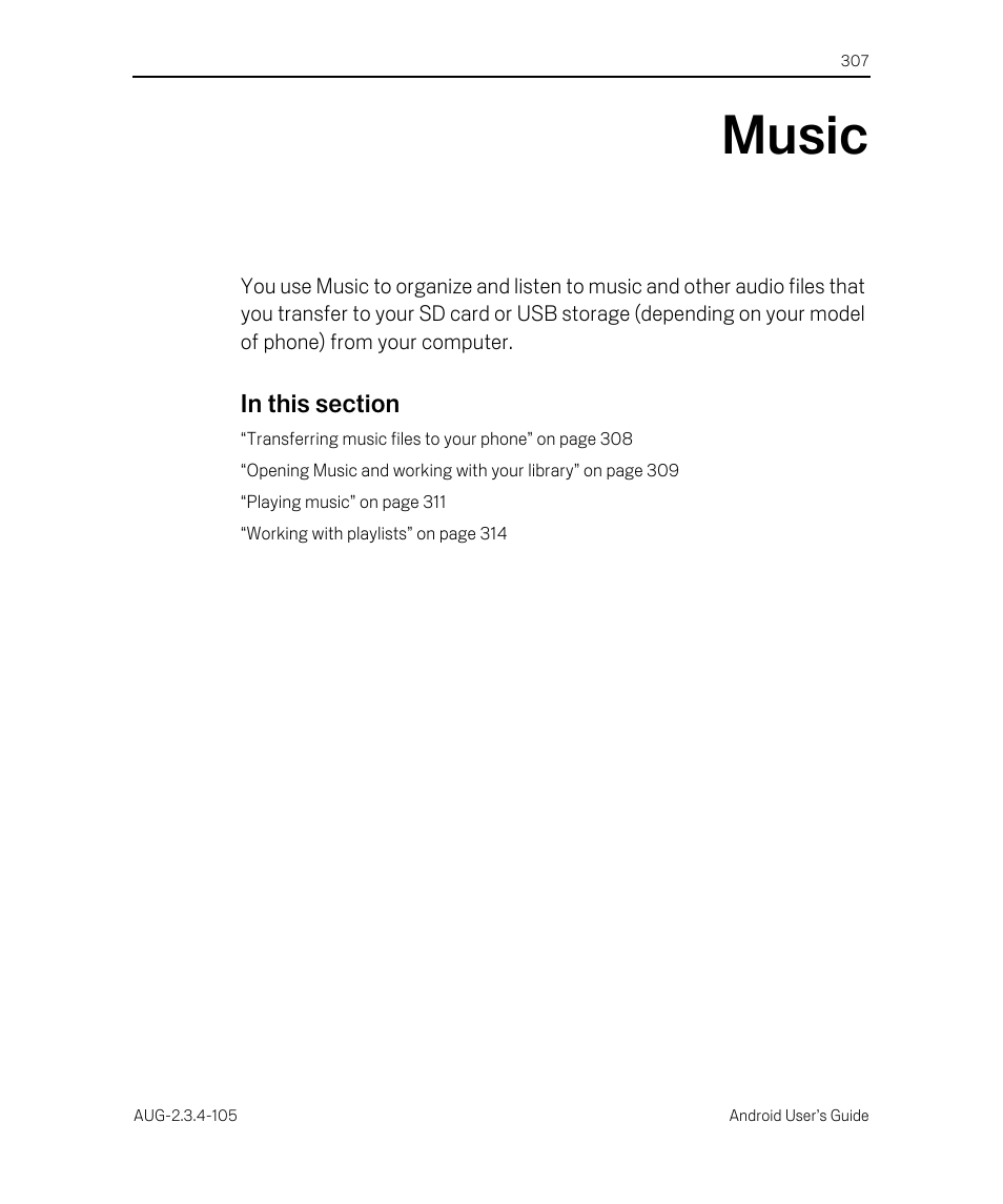 Music, Music 307 | Google ANDROID 2.3.4 User Manual | Page 307 / 384