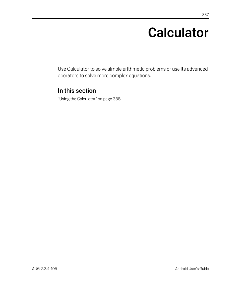 Calculator, Calculator 337 | Google ANDROID 2.3.4 User Manual | Page 337 / 384