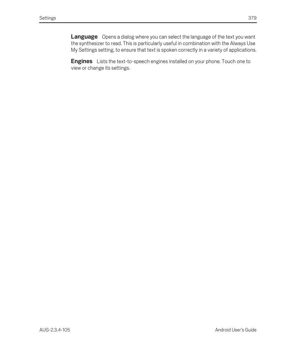 Language, Engines | Google ANDROID 2.3.4 User Manual | Page 379 / 384