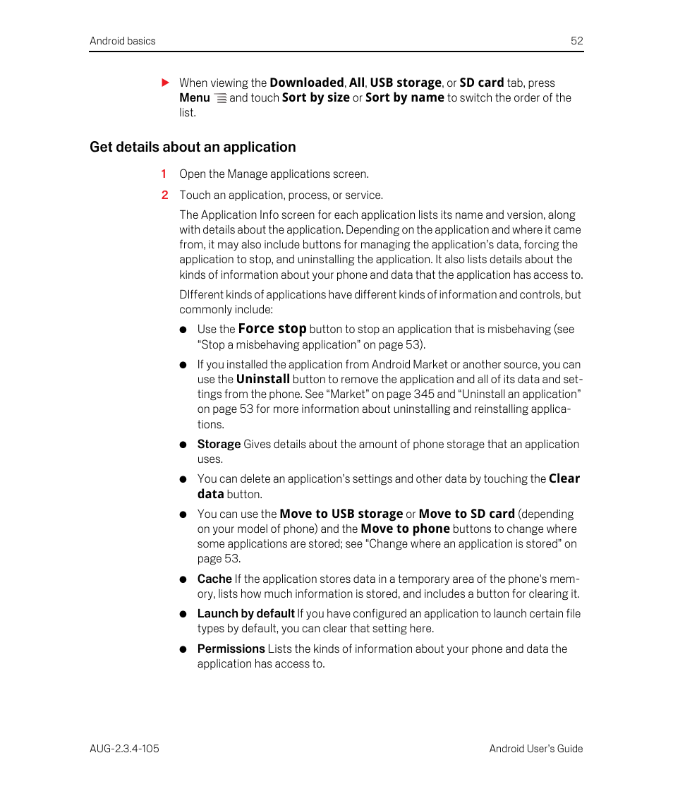 Get details about an application | Google ANDROID 2.3.4 User Manual | Page 52 / 384