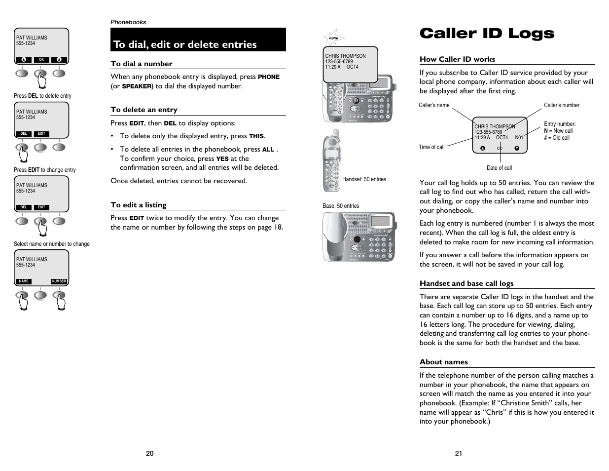 Caller id logs | GN Netcom E2555 User Manual | Page 12 / 25