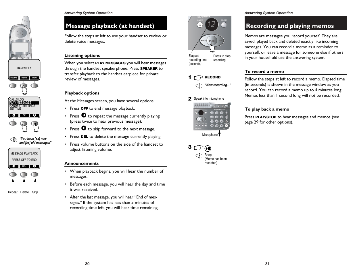 Message playback (at handset) | GN Netcom E2555 User Manual | Page 17 / 25