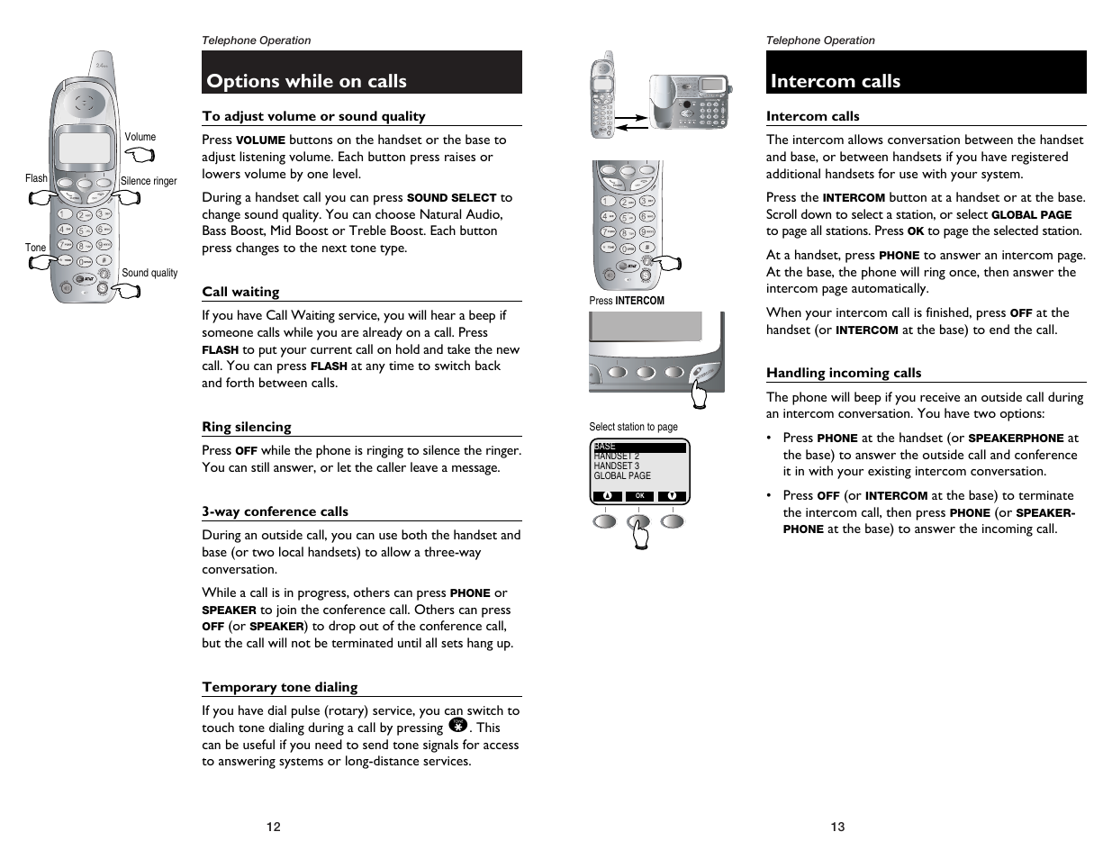 Options while on calls, Intercom calls | GN Netcom E2555 User Manual | Page 8 / 25