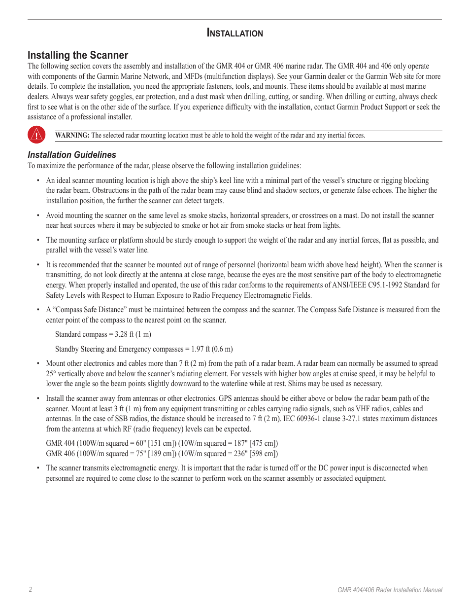 Installing the scanner | Garmin GMR 190-00669-02 User Manual | Page 4 / 17
