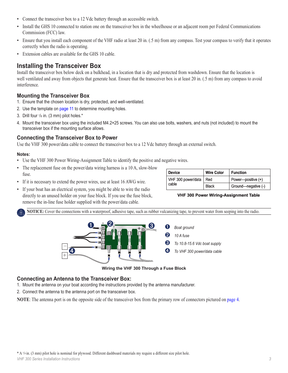 Install the transceiver box, Installing the transceiver box | Garmin VHF GHS 10i User Manual | Page 3 / 12