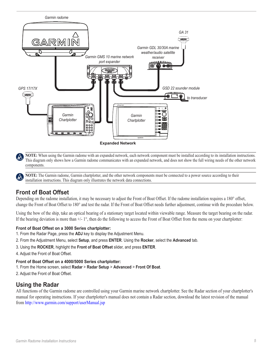 Front of boat offset, Using the radar | Garmin GMR24 Hd User Manual | Page 7 / 12