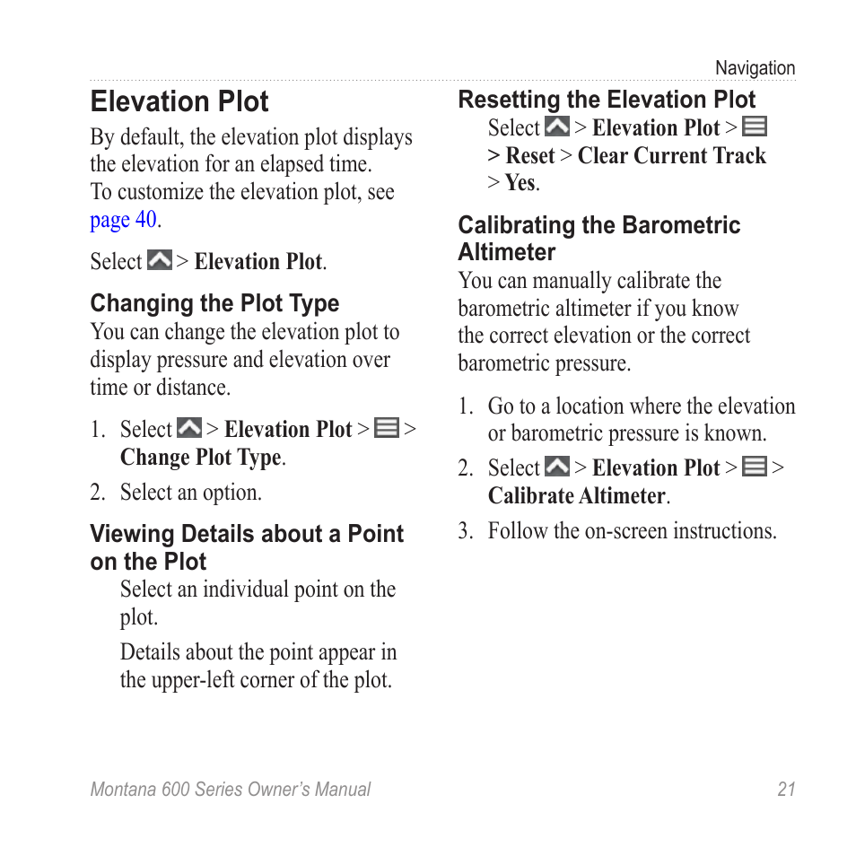 Elevation plot | Garmin montana 600 User Manual | Page 25 / 70