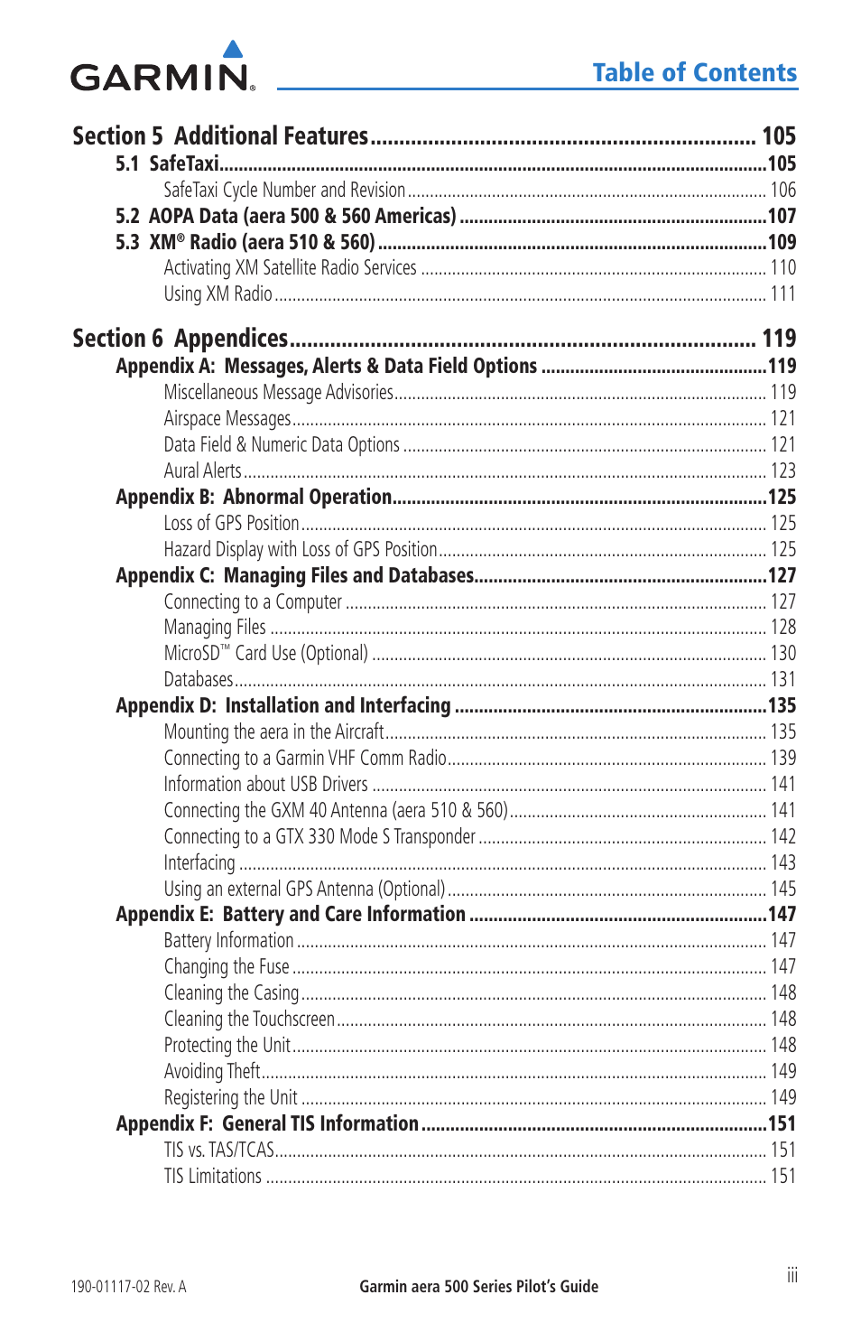 Garmin aera 500 User Manual | Page 11 / 202