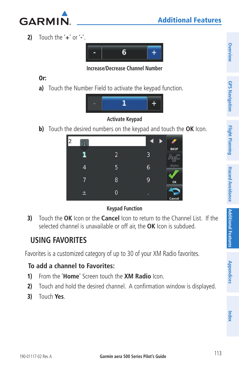 Using favorites, Additional features | Garmin aera 500 User Manual | Page 125 / 202