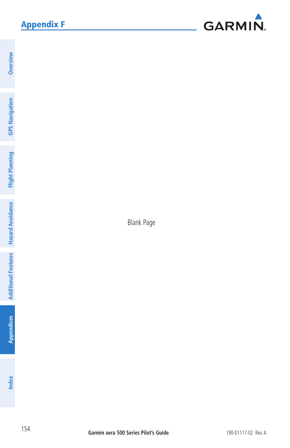 Appendix f, Blank page | Garmin aera 500 User Manual | Page 166 / 202