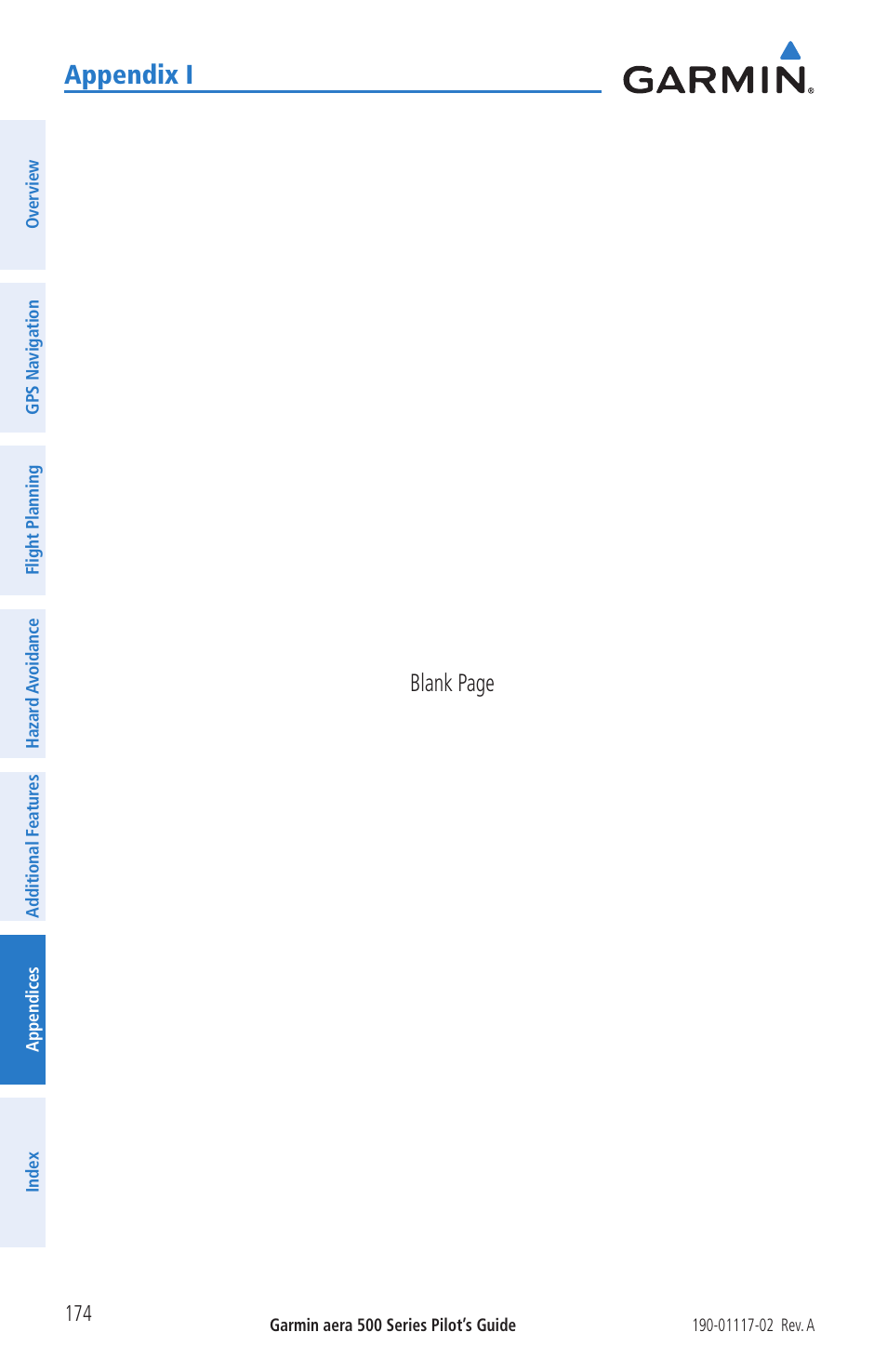 Appendix i, Blank page | Garmin aera 500 User Manual | Page 186 / 202