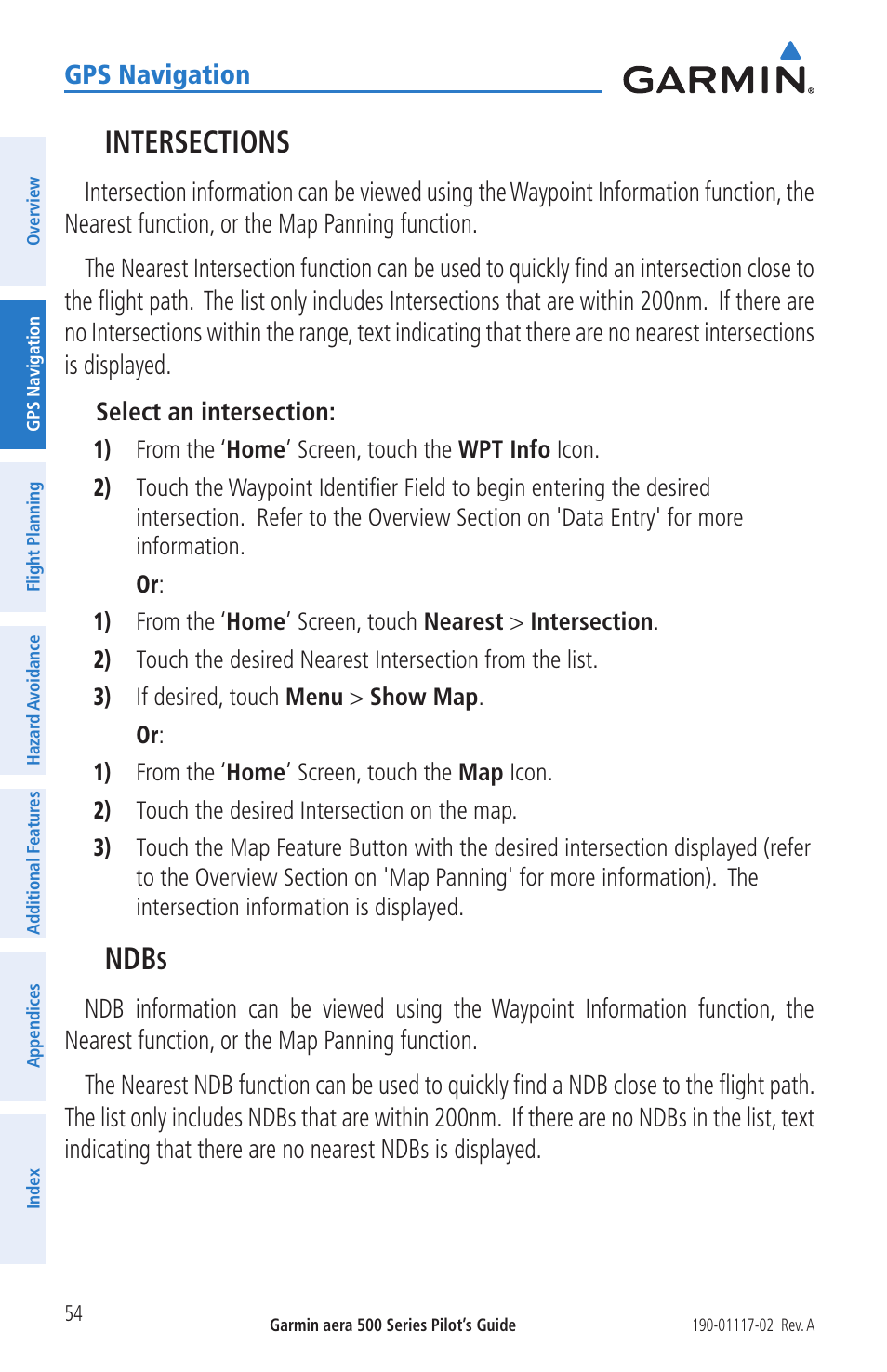 Gps navigation | Garmin aera 500 User Manual | Page 66 / 202