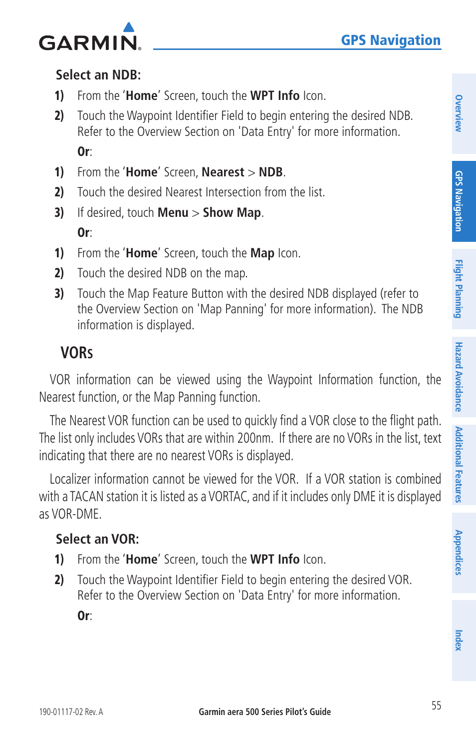 Gps navigation | Garmin aera 500 User Manual | Page 67 / 202