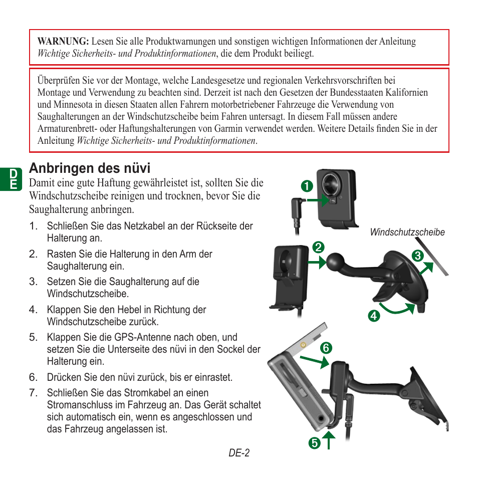 Anbringen des nüvi | Garmin nuvi 350 EN User Manual | Page 28 / 92
