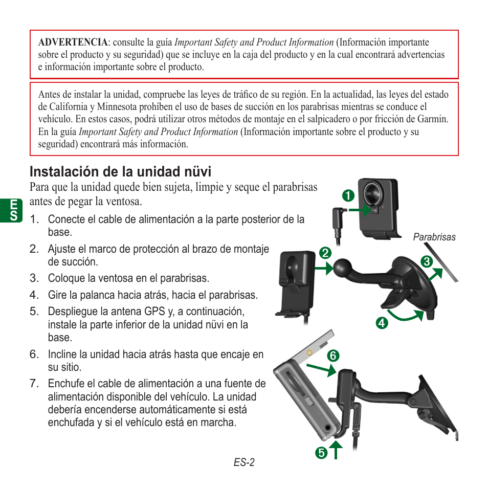 Instalación de la unidad nüvi | Garmin nuvi 350 EN User Manual | Page 36 / 92