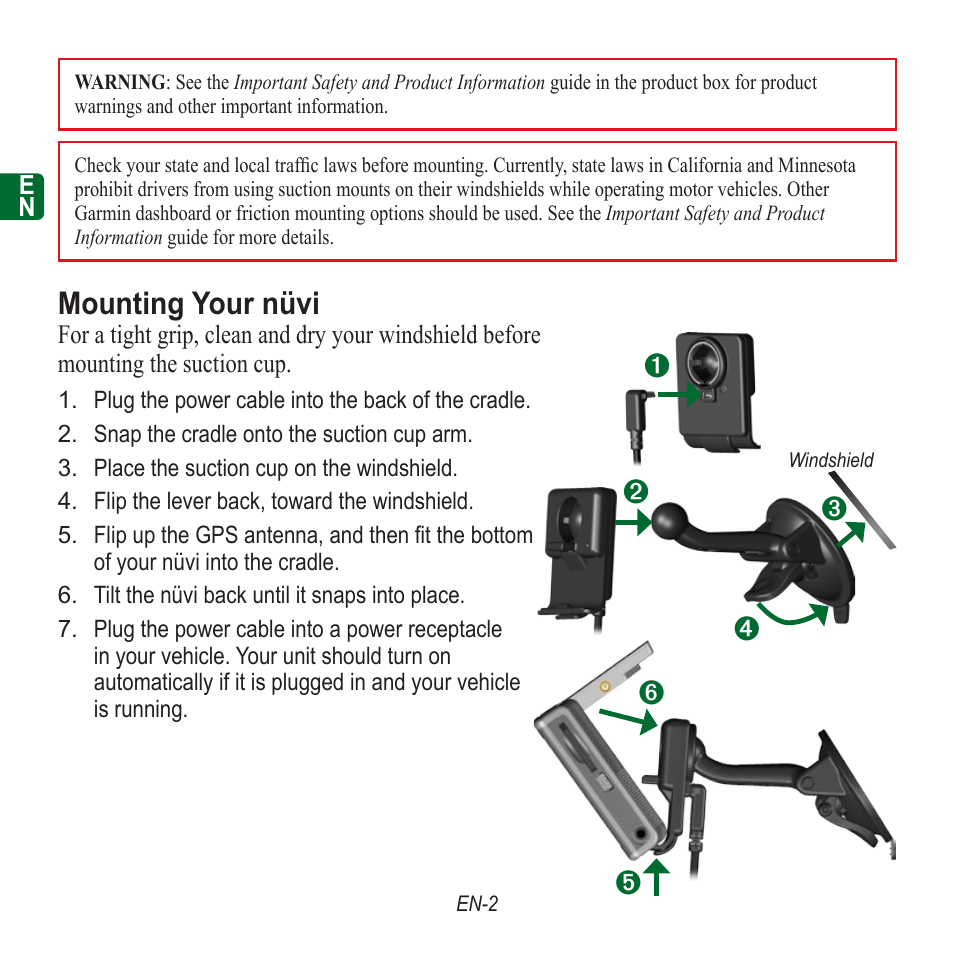 Mounting your nüvi | Garmin nuvi 350 EN User Manual | Page 4 / 92