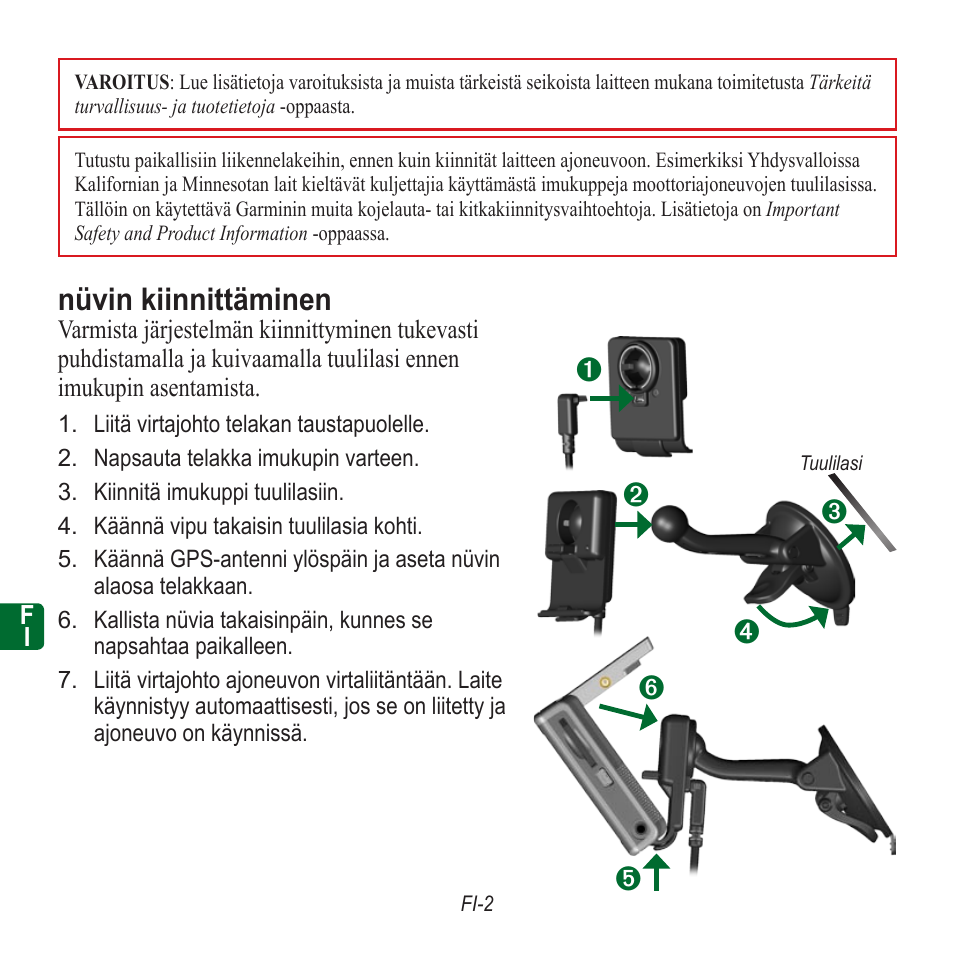 Nüvin kiinnittäminen | Garmin nuvi 350 EN User Manual | Page 68 / 92