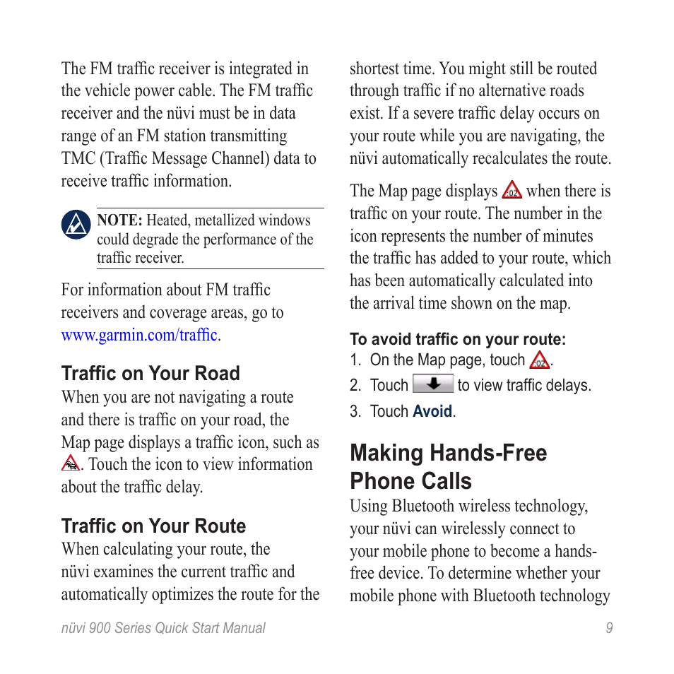 Making hands-free phone calls | Garmin Nuvi 900 User Manual | Page 11 / 16