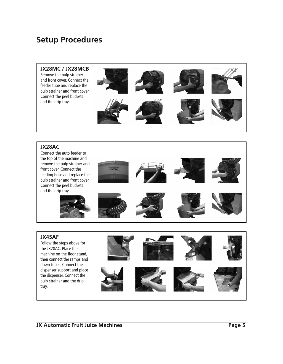 Setup procedures | Grindmaster JX45AF User Manual | Page 5 / 10