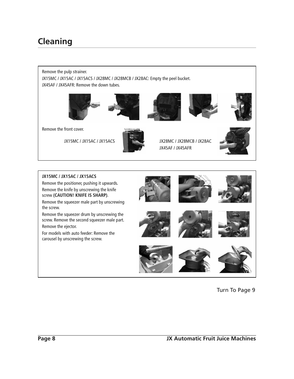 Cleaning | Grindmaster JX45AF User Manual | Page 8 / 10