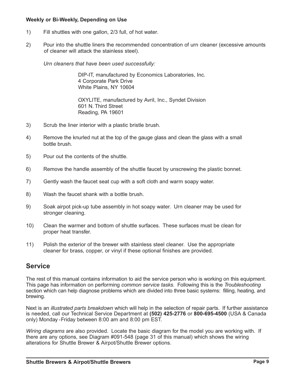 Service | Grindmaster P400E User Manual | Page 9 / 36