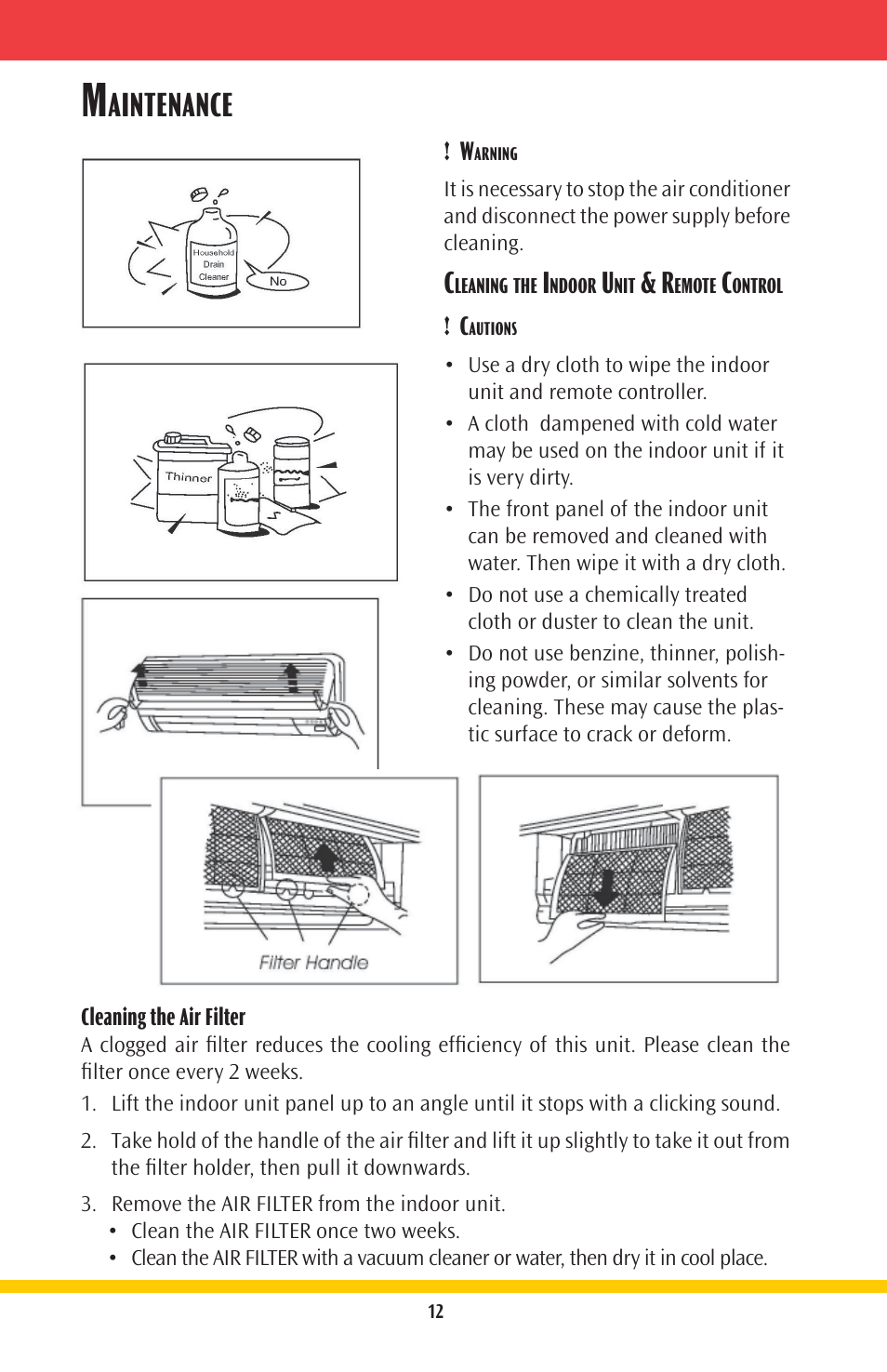 Aintenance | Goodmans Split-System Room Air Conditioner GMSG User Manual | Page 12 / 16