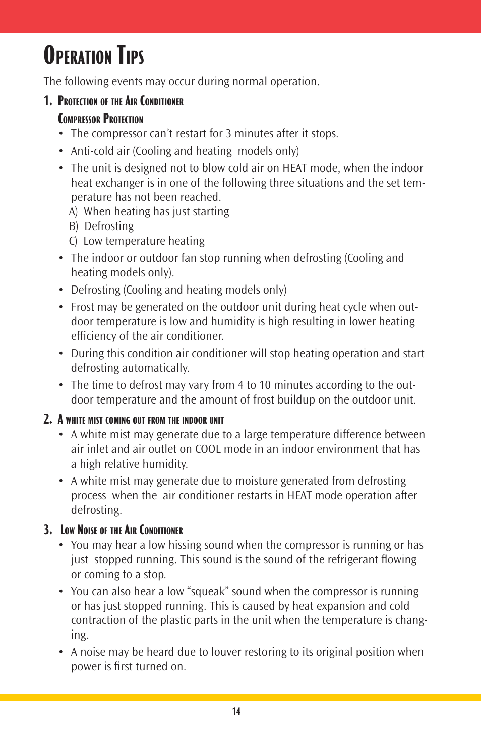 Peration | Goodmans Split-System Room Air Conditioner GMSG User Manual | Page 14 / 16