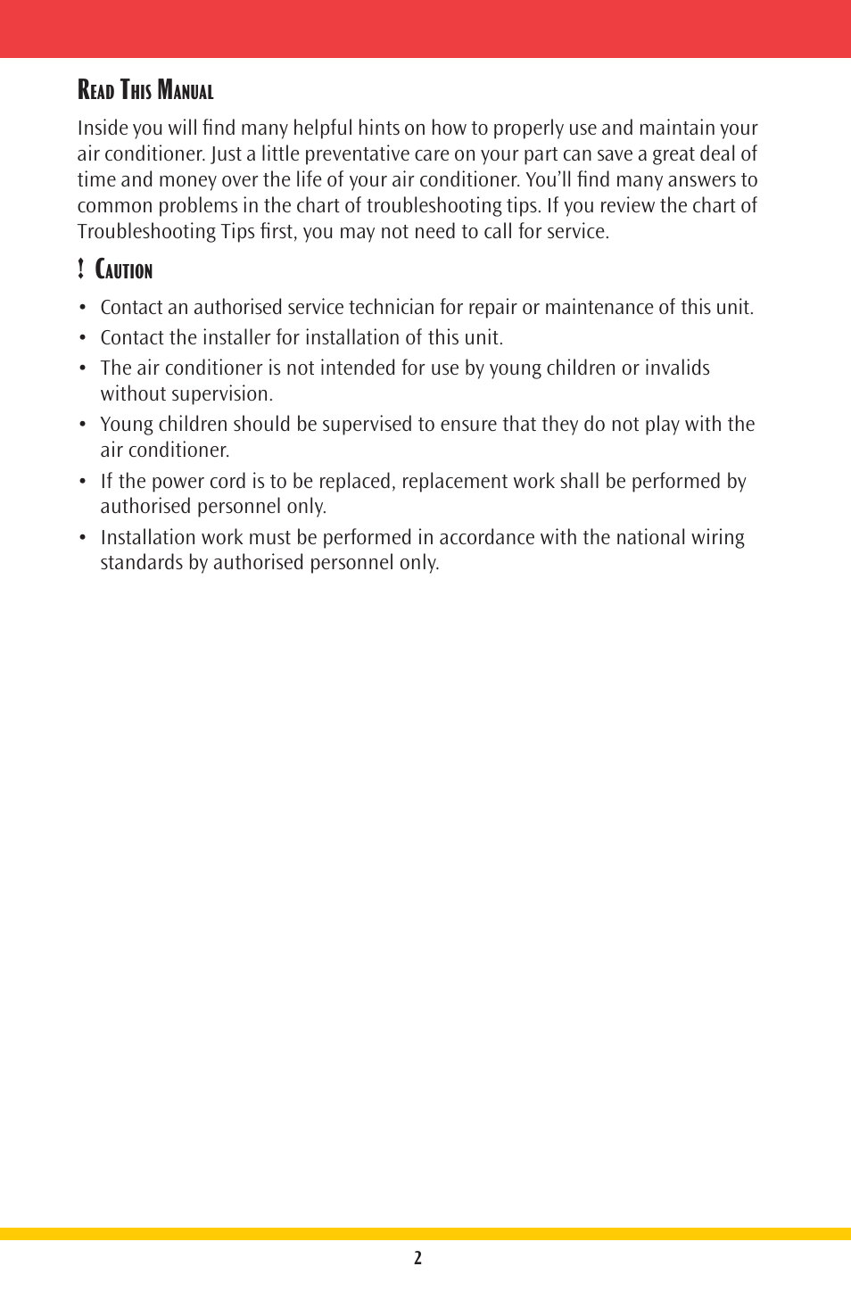 Goodmans Split-System Room Air Conditioner GMSG User Manual | Page 2 / 16