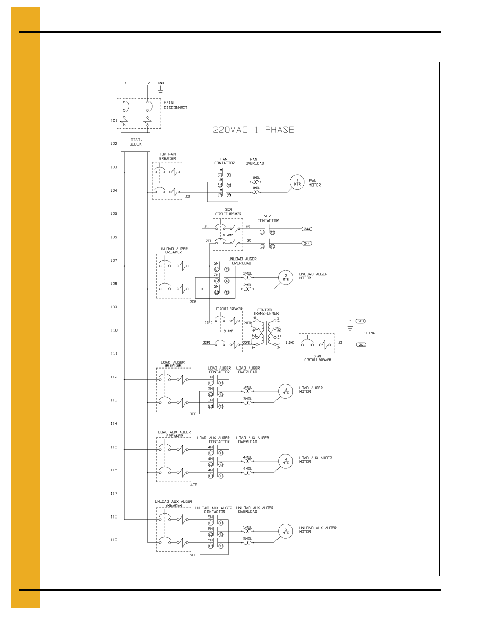 100 series 220 volt 1 phase power schematic | GSI Outdoors 100 SERIES DRYER PNEG-552 User Manual | Page 54 / 64