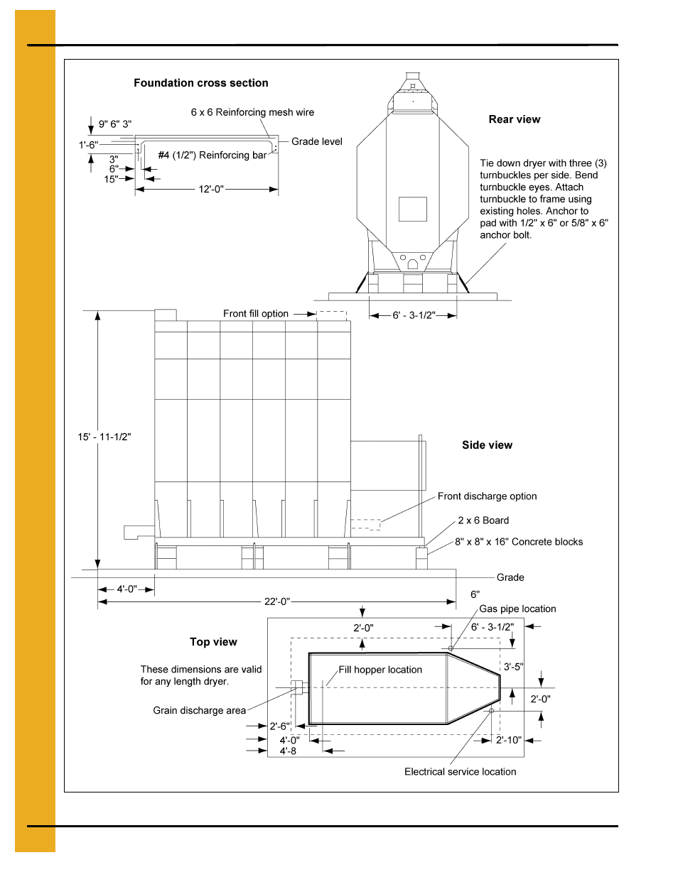 Foundation layout typical of dryer line, Chapter 6 foundation layout typical of dryer line | GSI Outdoors PNEG-338 User Manual | Page 16 / 32