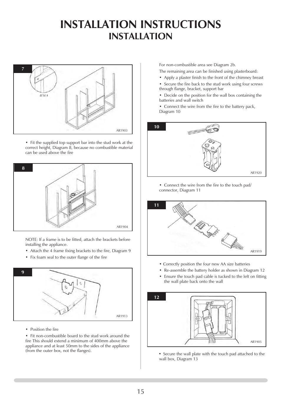 Installation instructions, Installation | Stovax STUDIO 8700CFCHEC User Manual | Page 15 / 33