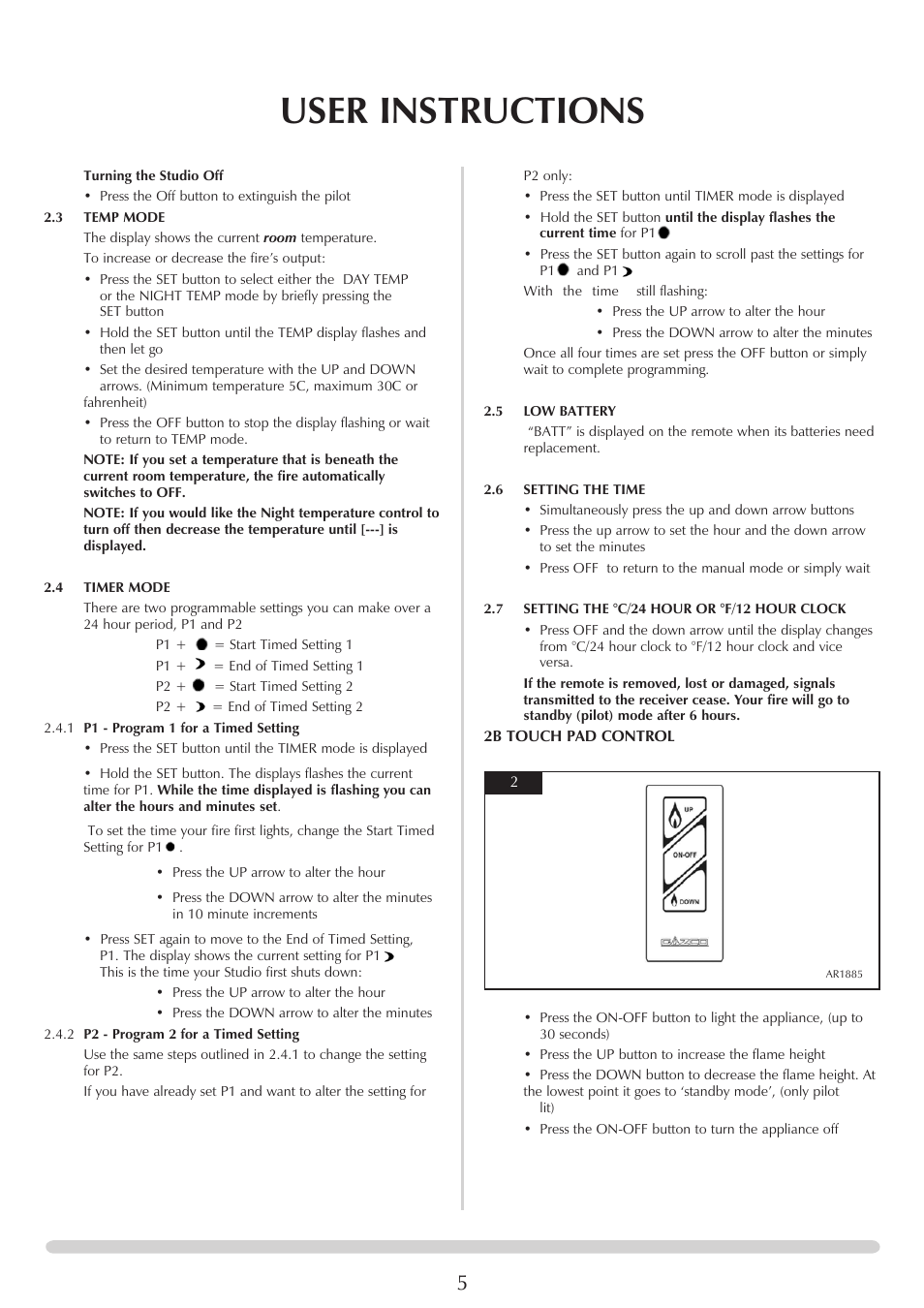 User instructions | Stovax STUDIO 8700CFCHEC User Manual | Page 5 / 33