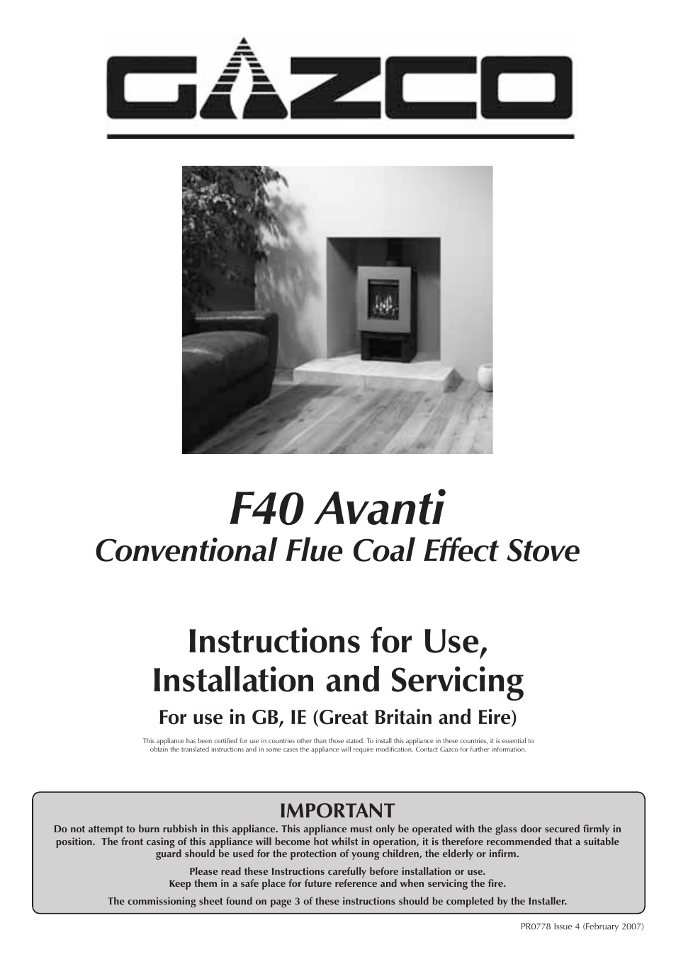 Stovax F40 User Manual | 24 pages