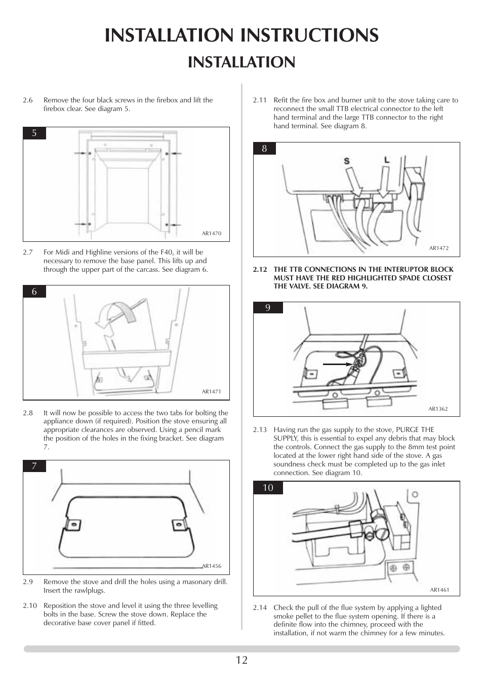 Installation instructions, Installation | Stovax F40 User Manual | Page 12 / 24