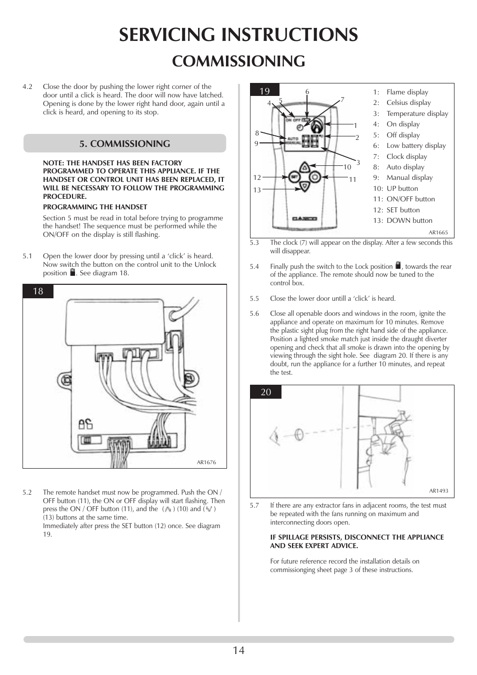 Servicing instructions, Commissioning | Stovax F40 User Manual | Page 14 / 24