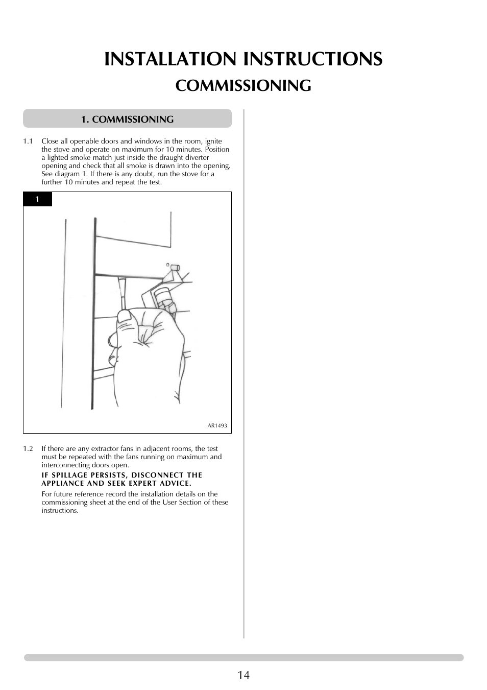 Installation instructions, Commissioning | Stovax Ceramica Gazco Ceremica Log Effect Stove Range User Manual | Page 14 / 24