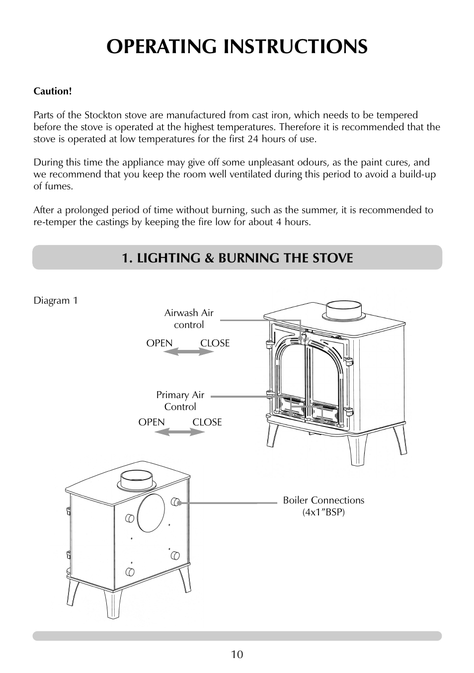 Operating instructions, Lighting & burning the stove | Stovax 7129 User Manual | Page 10 / 20