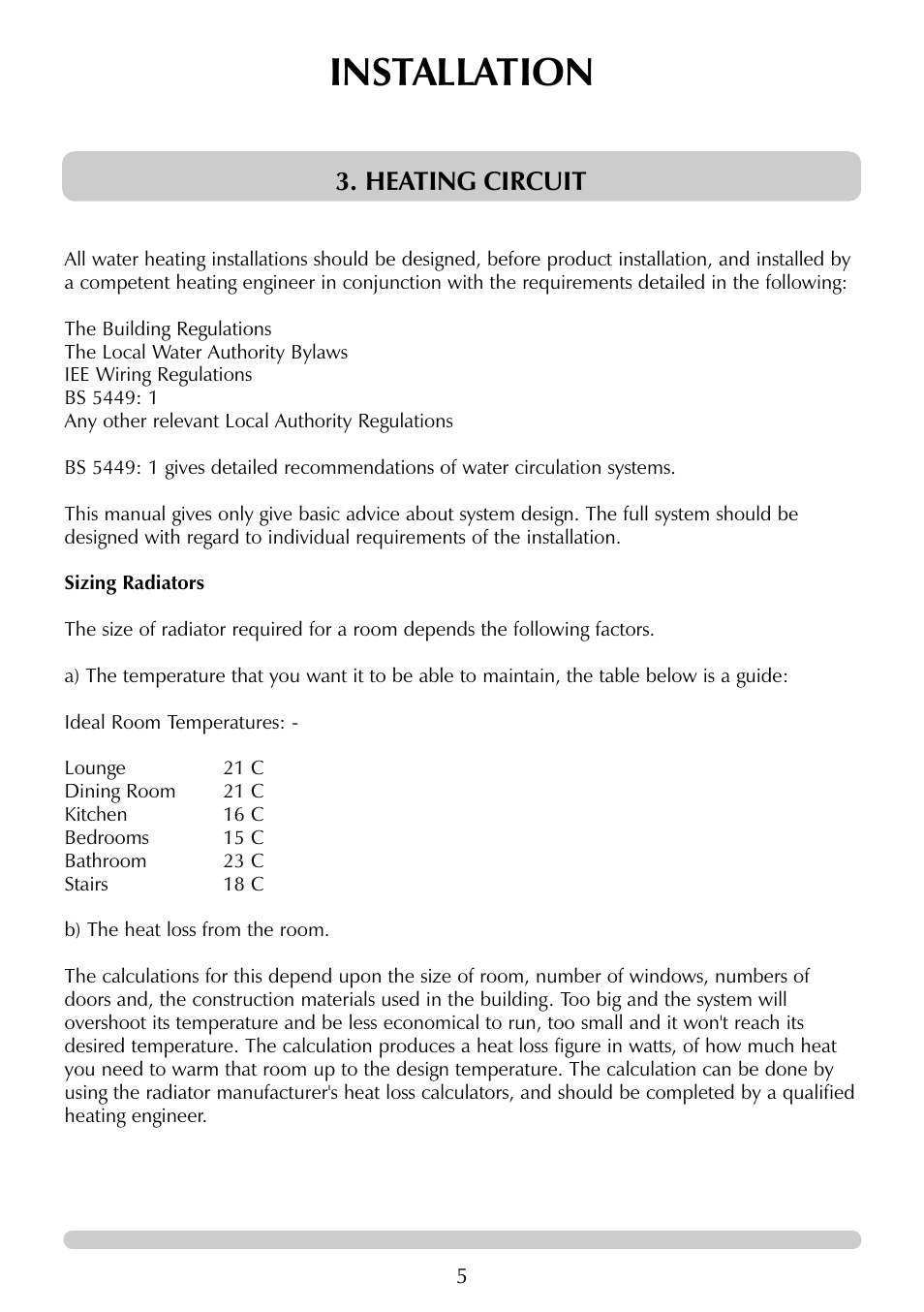 Installation, Heating circuit | Stovax 7129 User Manual | Page 5 / 20