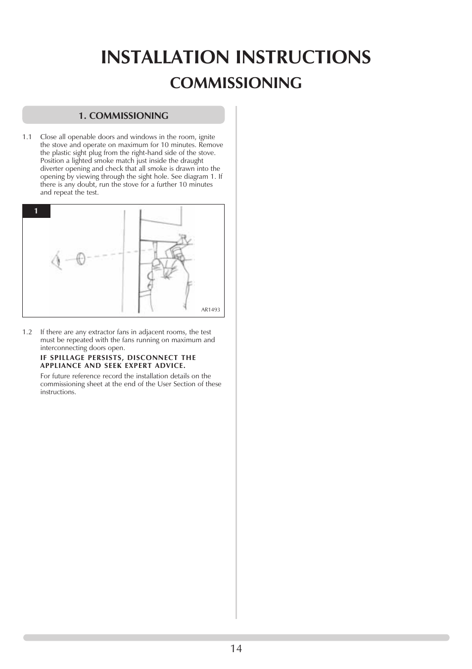 Installation instructions, Commissioning | Stovax Stove Range User Manual | Page 14 / 23